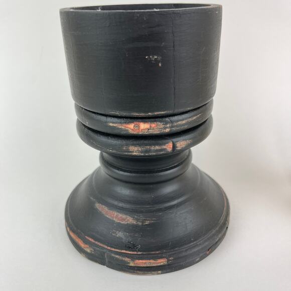 Pillar Candle Holder Black Distressed Chunky - Picture 4 of 8